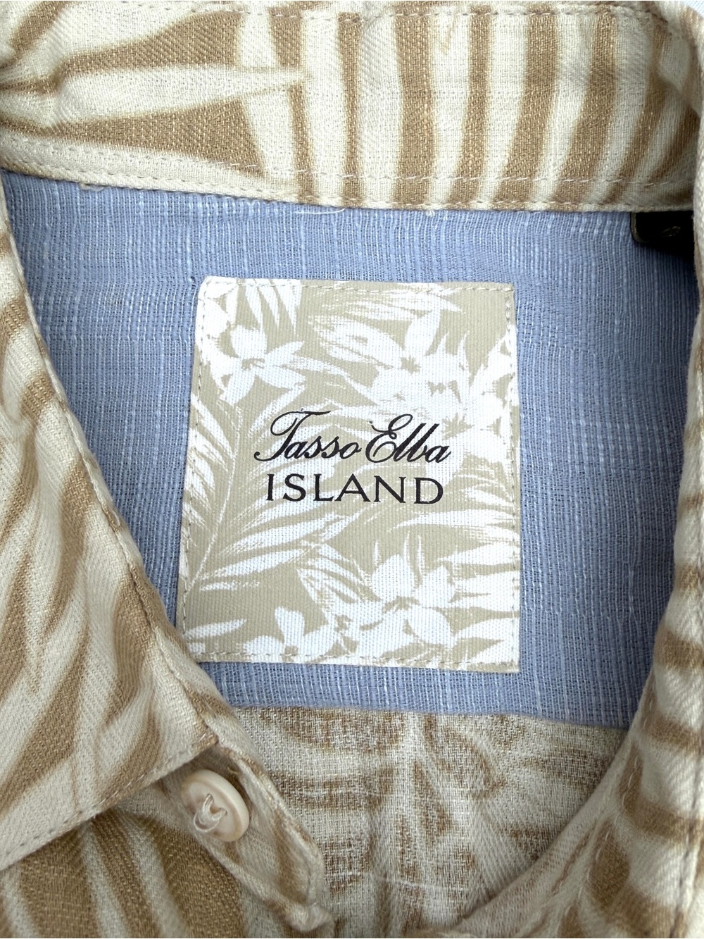 Tasso Elba Island XL Silk Linen Tropical Palm Leaf Hawaiian Shirt - Picture 2 of 6
